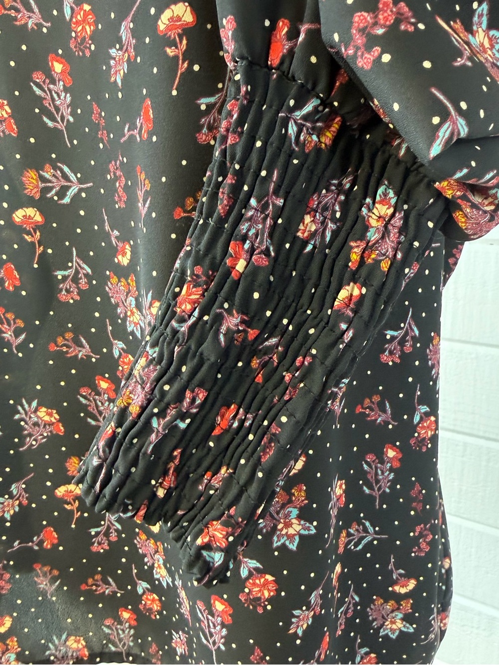 Anthropologie Pleione Top Flowy Scoop Neck Long Sleeve Floral Print Black - Picture 15 of 15